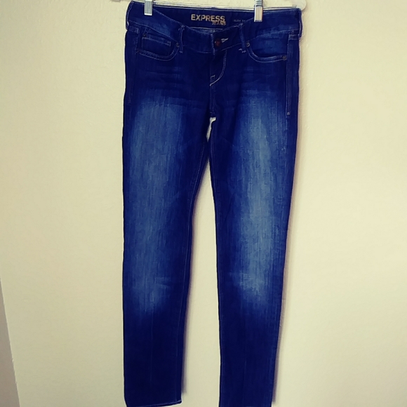 Express Zelda skinny jeans dark wash distressing L - Picture 2 of 6